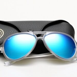 BRAND NBEW Ray Ban RB 4125 Cats 5000 - Matte Transparent / Blue Mirror with Case